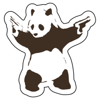 Guns Out Panda Sticker (Brown)